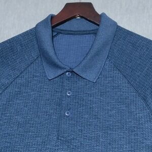 Lululemon Metal Vent Tech Golf Polo Shirt Mens Large Short Sleeve Blue Heather